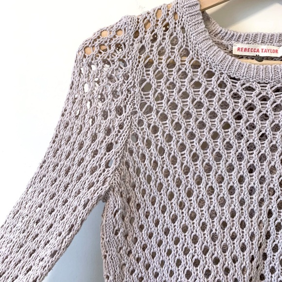 Rebecca Taylor Taupe Open Back Crochet Sweater - Picture 4 of 10